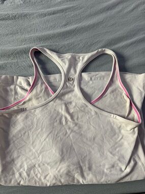 lululemon athletica White Racerback Tank with Pink Trim